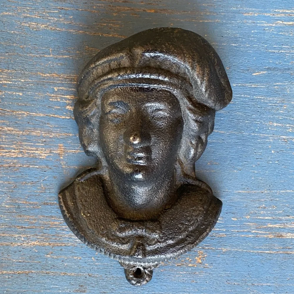 Black Cast Iron Wall Hanging Match Holder Hook Numbered Vintage Condition